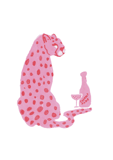Dubbelvikt kort: Pink Leo - Peppkort av Jessica Jämting