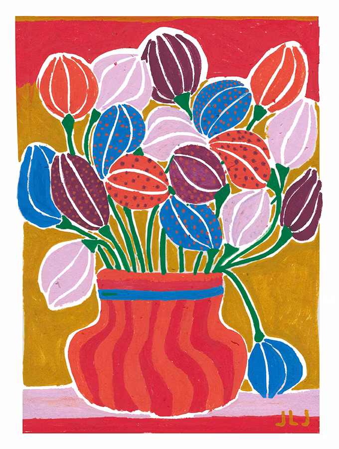 Röda vasen - Original av Jessica Jämting - 21x30 cm