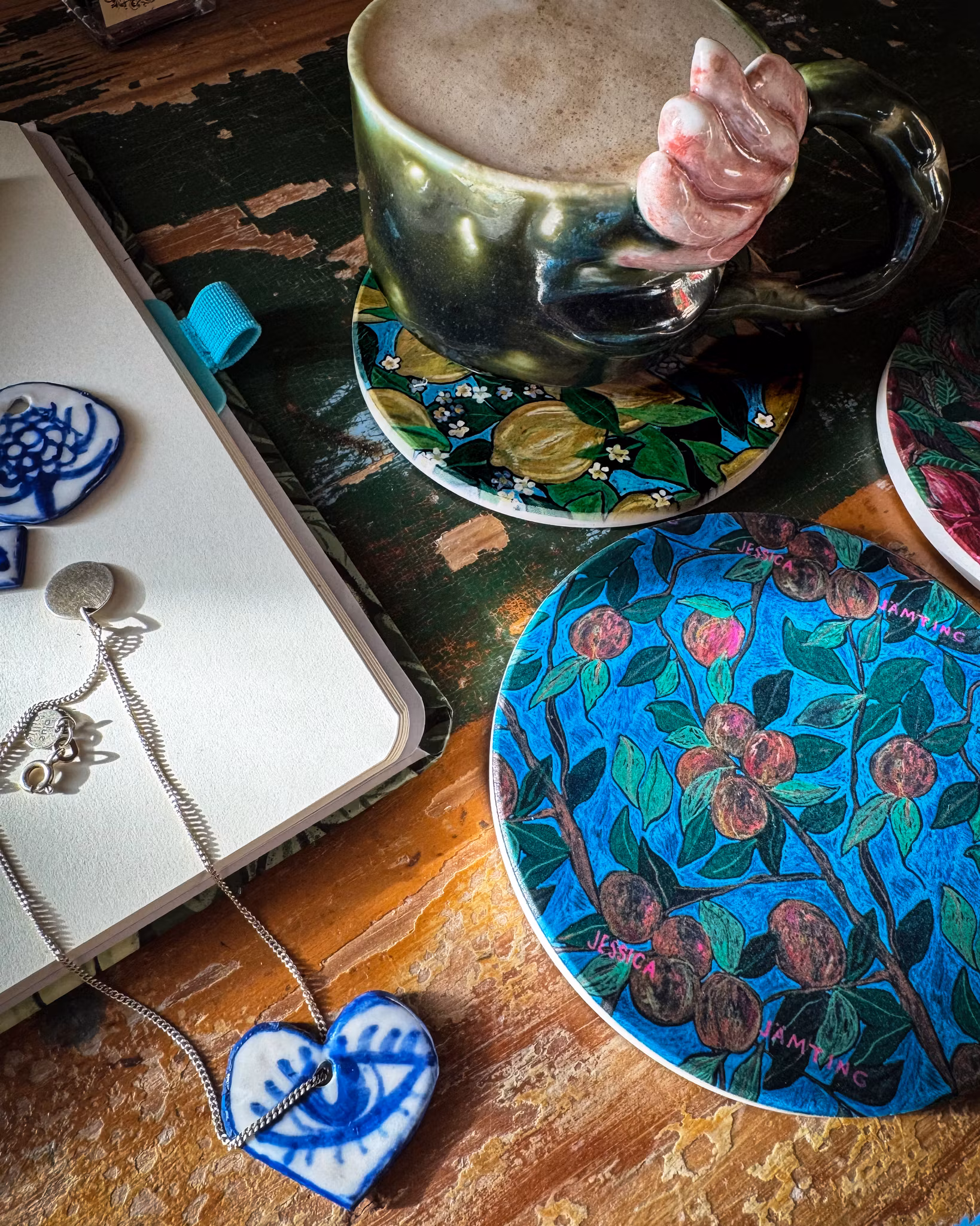 Persikor - Coaster i Keramik av Jessica Jämting