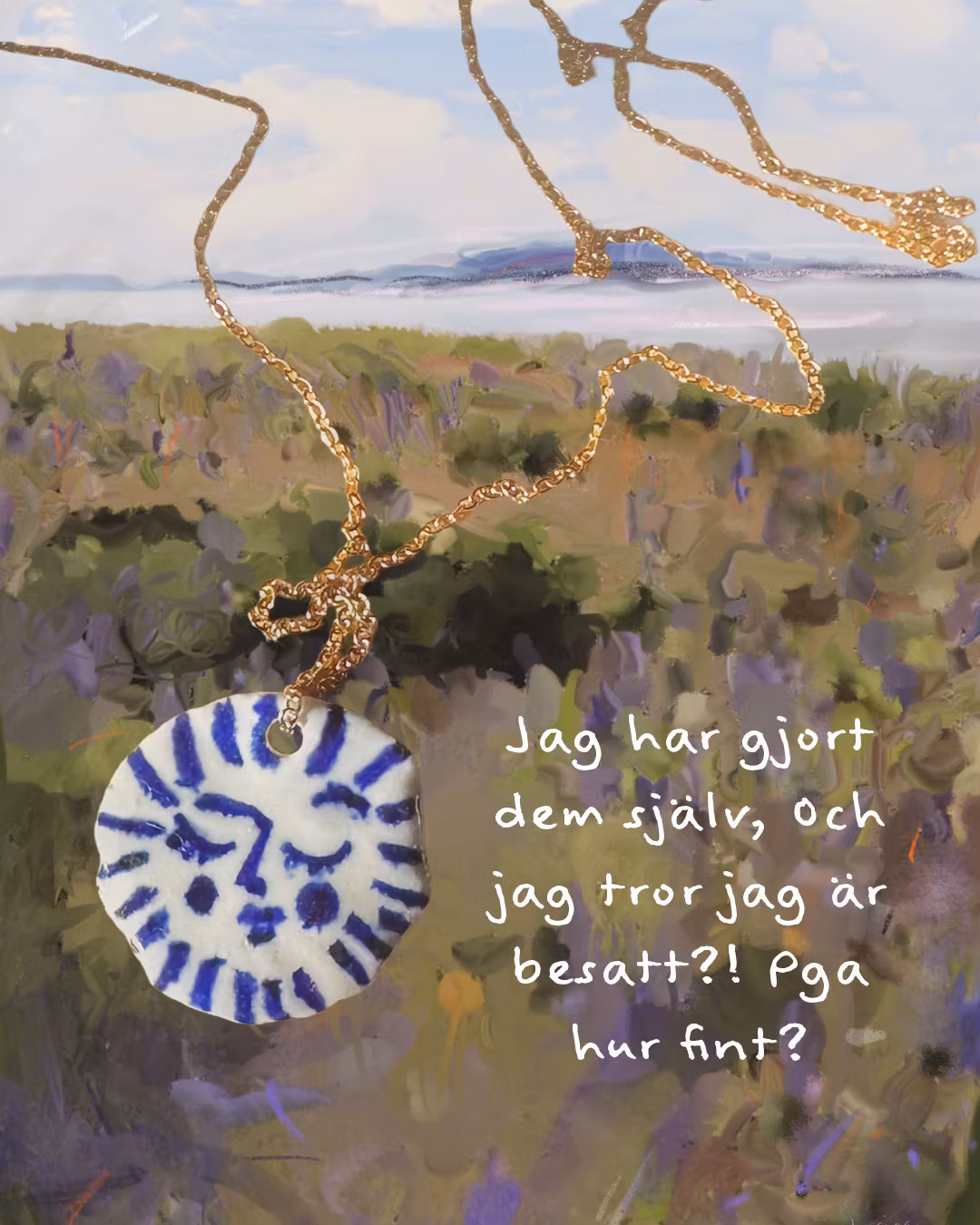 Solig - Handgjord berlock i Porslin av Jessica Jämting