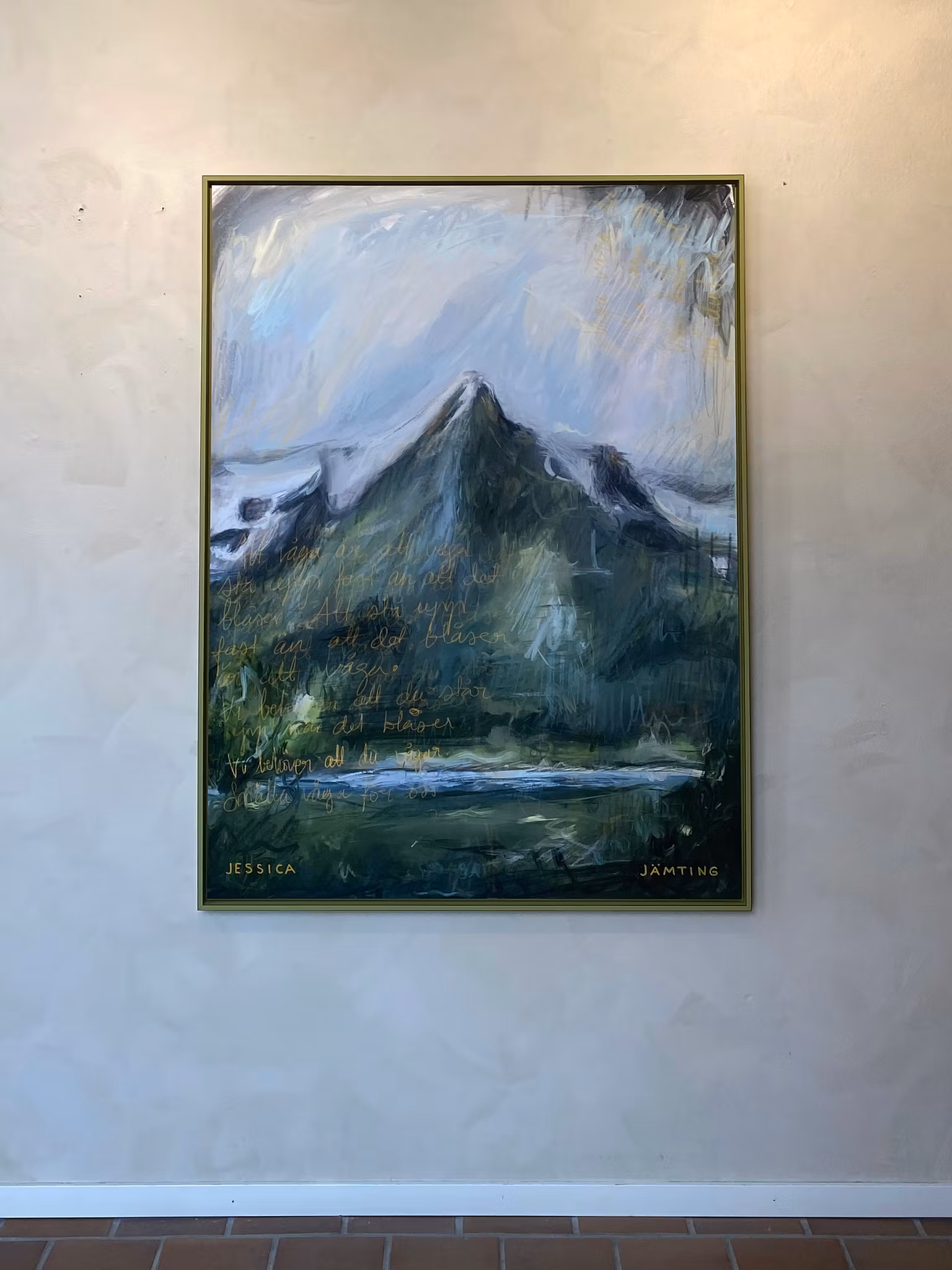 Berget/ Våga Hälla Öl på idioter - Originalmålning 100x130  cm av Jessica Jämting