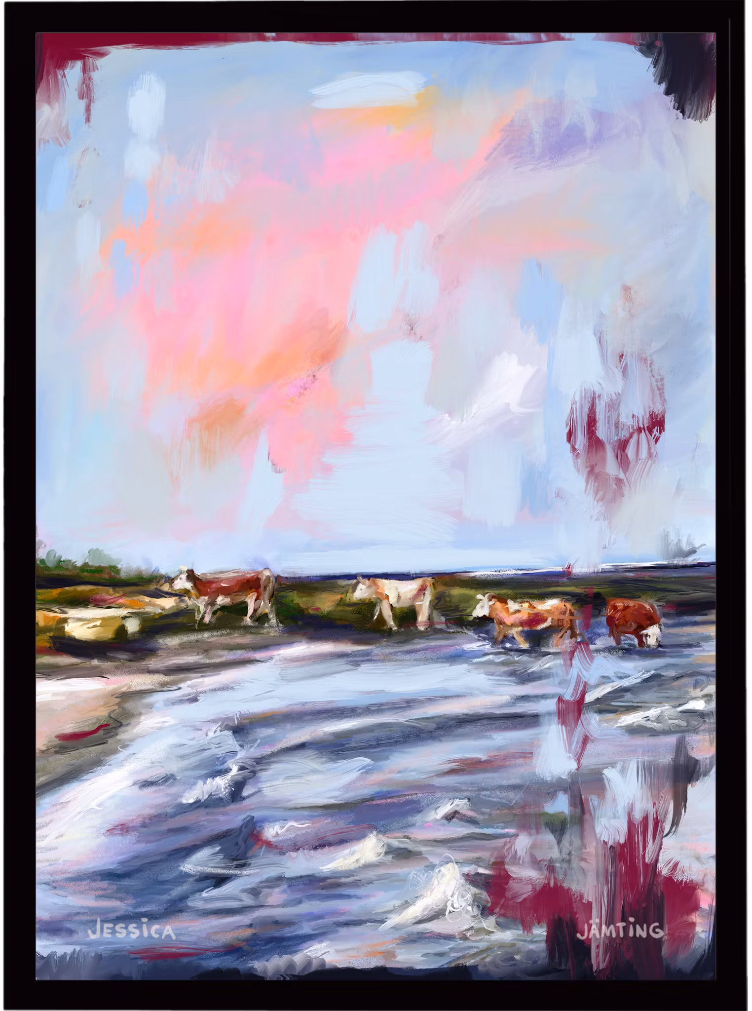 Kossorna  - Originalmålning av Jessica Jämting 100x140 cm
