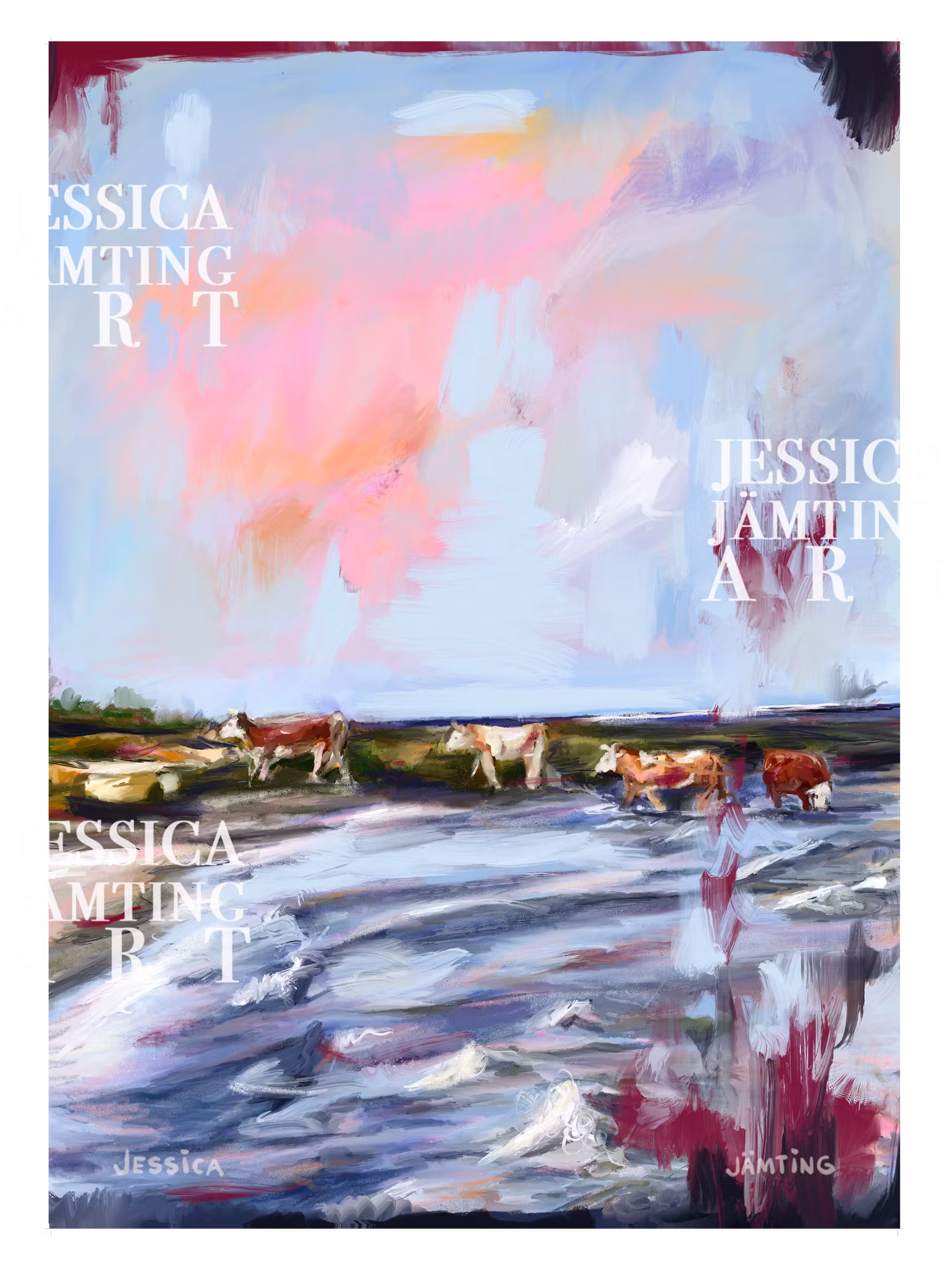 Kossorna  - Originalmålning av Jessica Jämting 100x140 cm