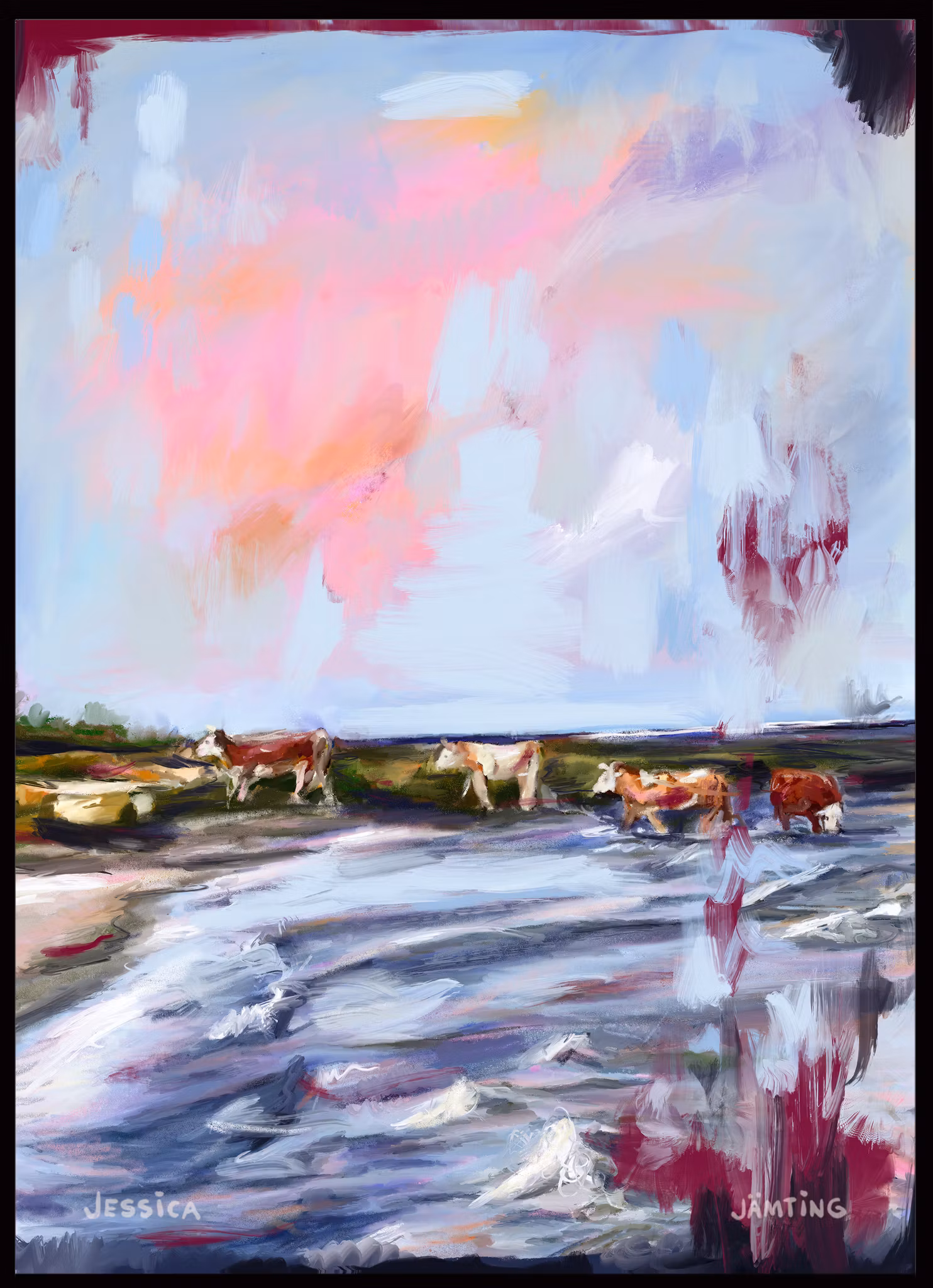 Kossorna  - Originalmålning av Jessica Jämting 100x140 cm