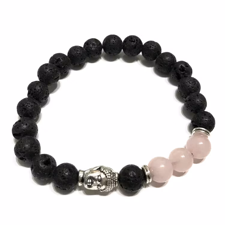 Armband Lavasten Rosenkvarts Buddha