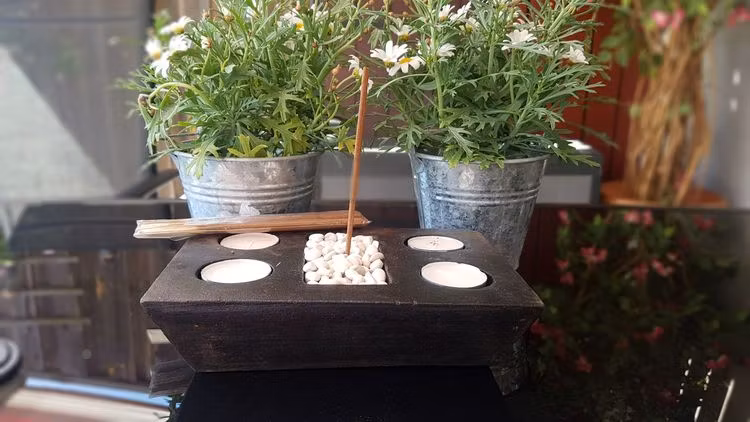 Kombinerad Ljus och rökelsehållare i terrakotta