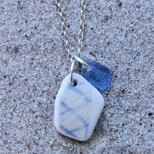 Perfect Match Cross Stitches In Blue halsband