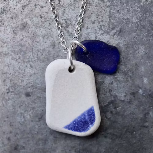 Perfect Match Blue Retro halsband