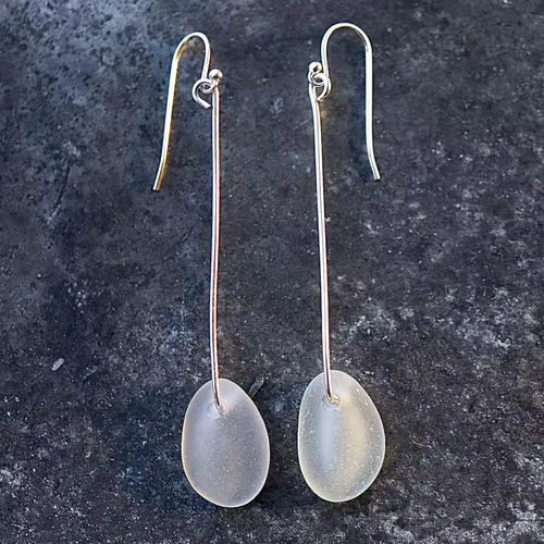 Silverlines White Almonds örhängen