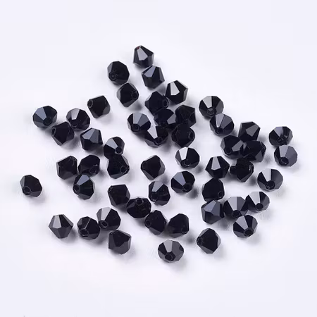 Lyxiga fasetterade Bicon glaspärlor - Klass AAA - svart - 10-p -6x6mm