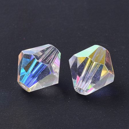Lyxiga fasetterade Bicon glaspärlor - Klass AAA - skimmrande - 10-p -6x6mm