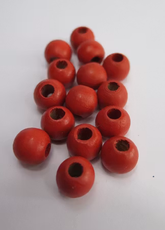 Röda träpärlor 11mm 30-p