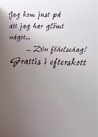 **Dubbel kort** Grattis i efterskott