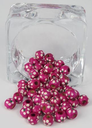 Handmålade träpärlor Rosa 50-p