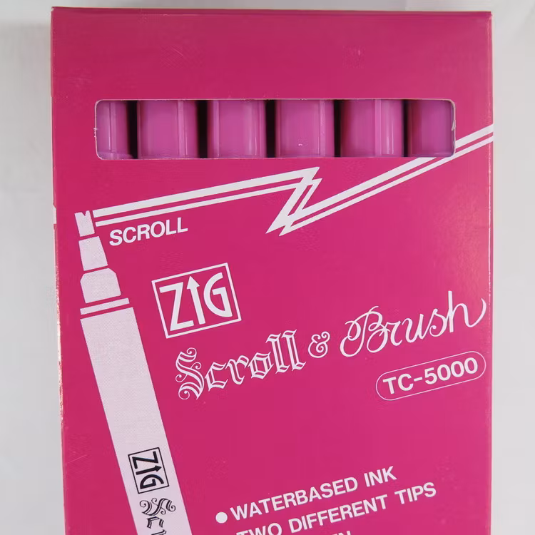 Zig Scroll & Brush tuschpennor 6-p rosa