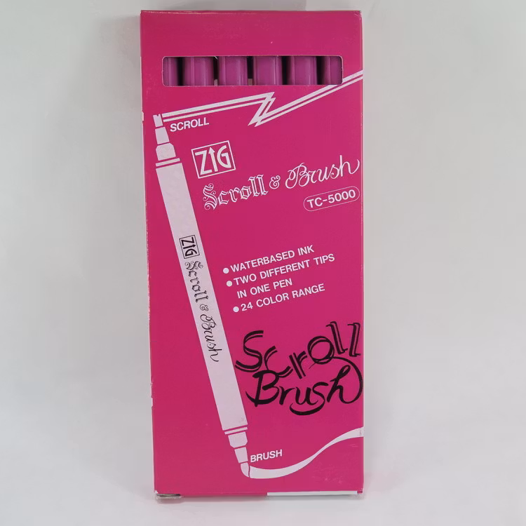 Zig Scroll & Brush tuschpennor 6-p mörk rosa