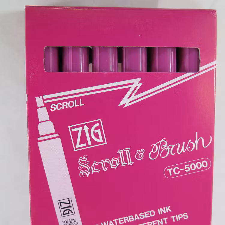 Zig Scroll & Brush tuschpennor 6-p mörk rosa