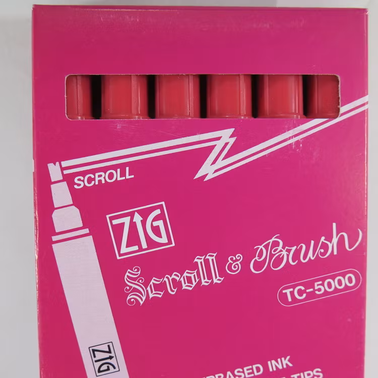 Zig Scroll & Brush tuschpennor 6-p rosa röd