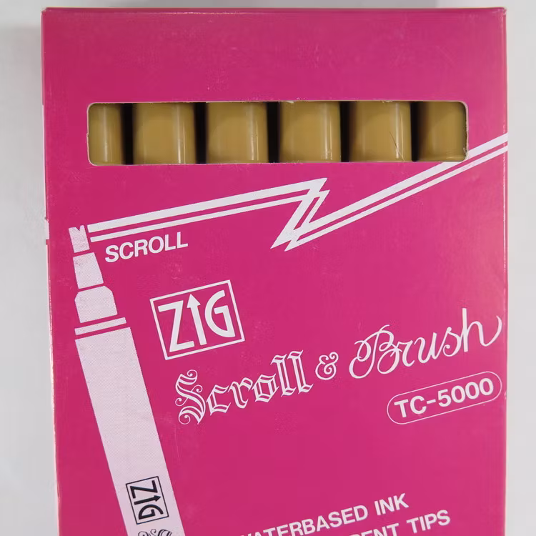 Zig Scroll & Brush tuschpennor 6-p beige