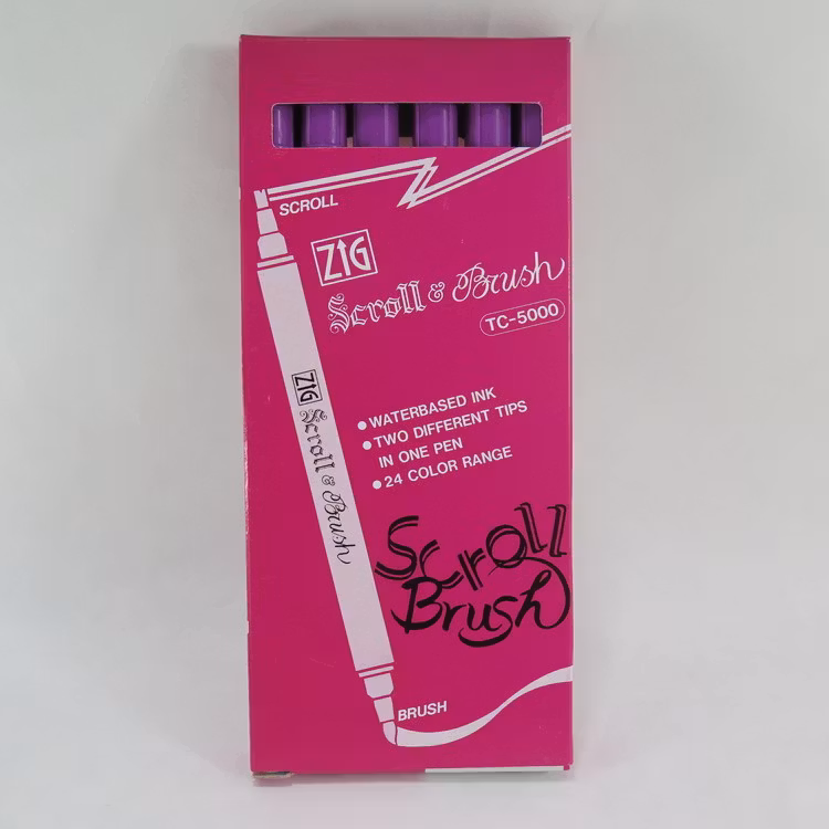 Zig Scroll & Brush tuschpennor 6-p röd lila