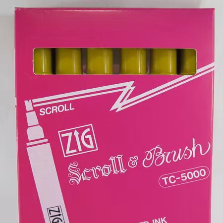 Zig Scroll & Brush tuschpennor 6-p ockra