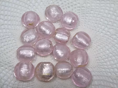 Runda platta glaspärlor rosa