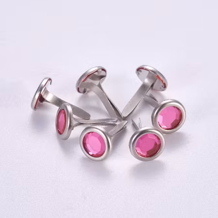 Brads 8mm - Rhinestone akryl rosa 10st