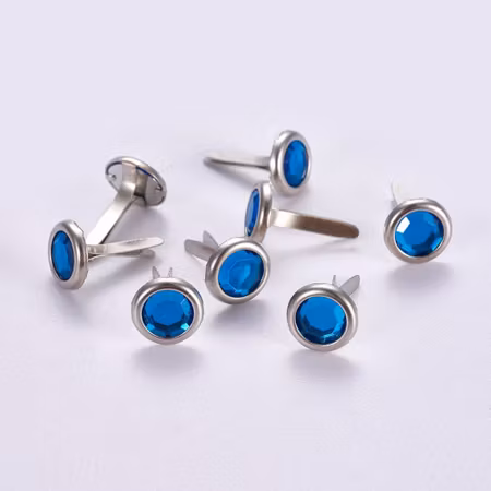 Brads 8mm - Rhinestone akryl blå 10st