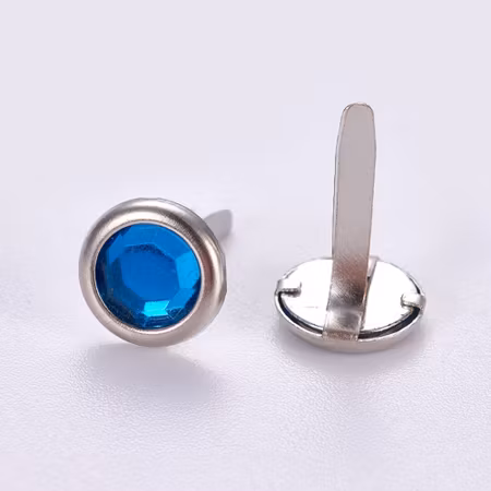 Brads 8mm - Rhinestone akryl blå 10st