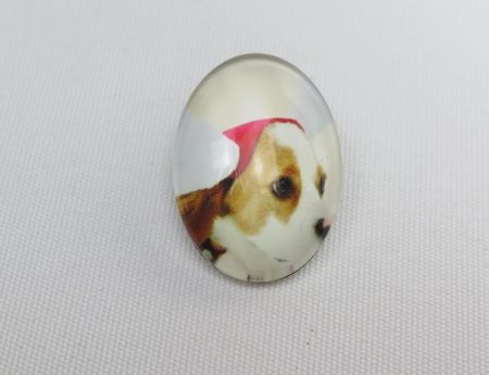 Charms - flatback cabochons i glas - jultema med hundar - 1