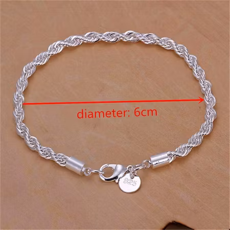 Silverpläterat snurrat armband