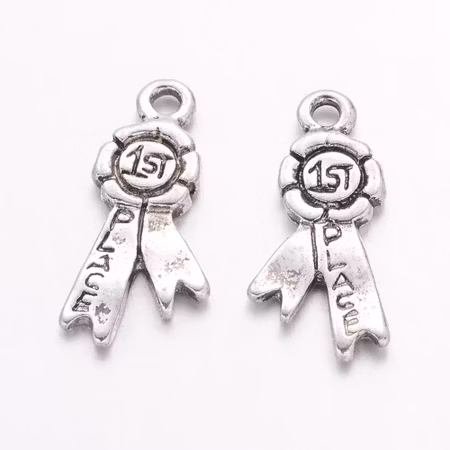Charms - Berlock - 1:a plats rosett - antik silver