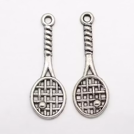 Charms - Berlock - Racket med boll - antik silver