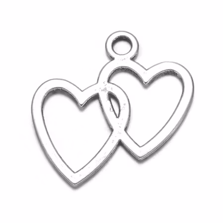 Charms - Berlock - Dubbelhjärta - antik silver
