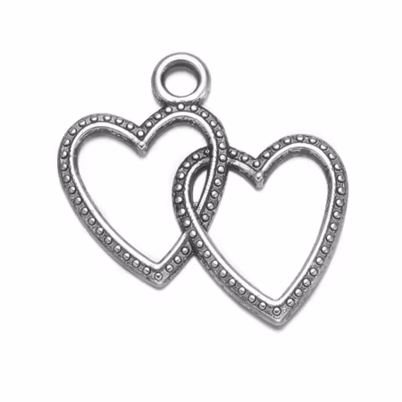 Charms - Berlock - Dubbelhjärta - antik silver