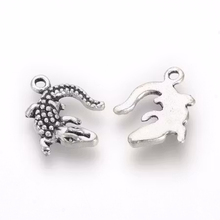 Charms - Berlock - Krokodil - antik silver