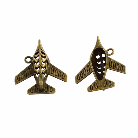 Charms - Berlock - Flygplan - antik brons