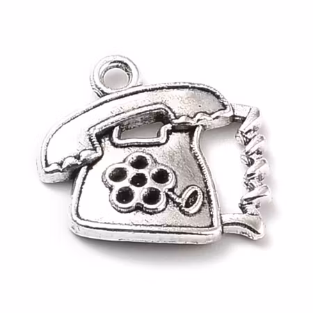 Charms - Berlock - Telefon - antik silver
