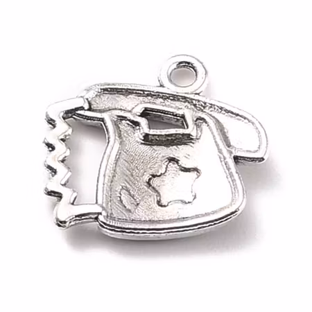 Charms - Berlock - Telefon - antik silver