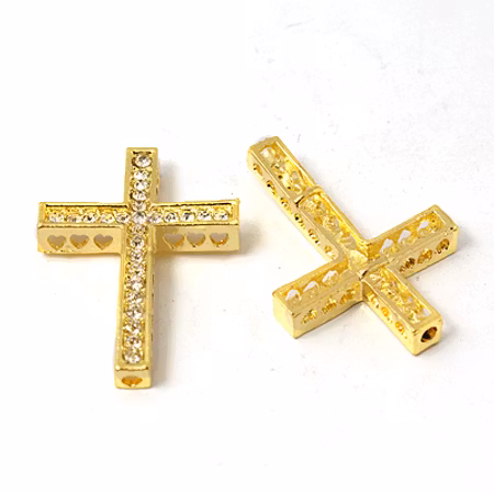 Charms - Berlock - Strass kors  - guld