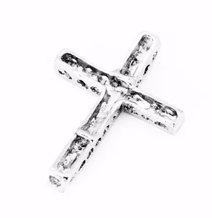 Charms - Berlock - Strass kors  - silver