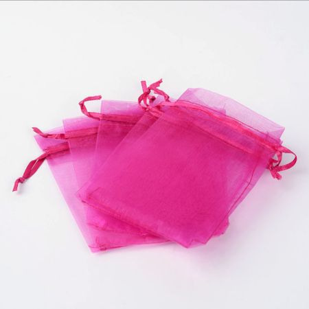Organza / smycke påse cerise ca 12x9, 5-pack