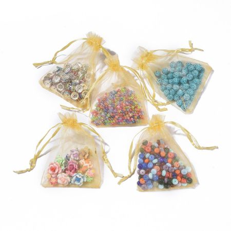 Organza / smycke påse guld ca12x9, 5-pack