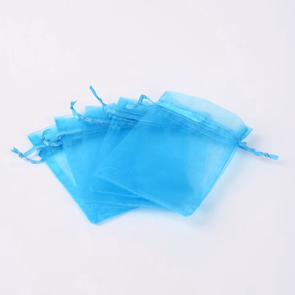 Organza / smycke påse himmelsblå ca12x9, 5-pack
