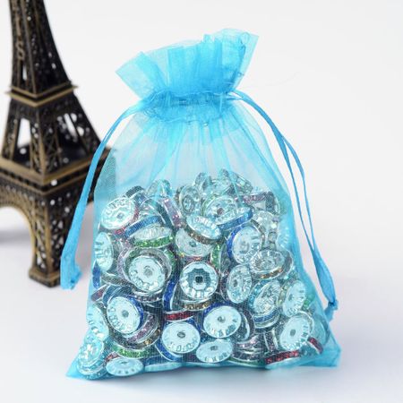Organza / smycke påse himmelsblå ca12x9, 5-pack