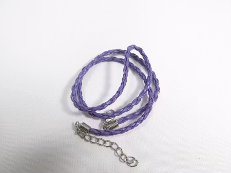 Flätat läder halsband med hummer lås, lila