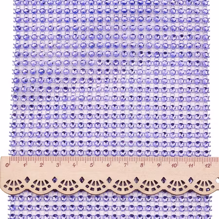Akrylnät med strass, rhinestone lila 12x30cm
