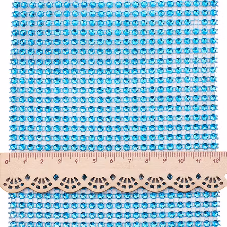 Akrylnät med strass, rhinestone blå 12x30cm