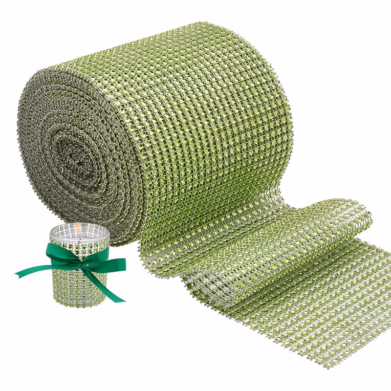 Akrylnät med strass, rhinestone grön 12x30cm
