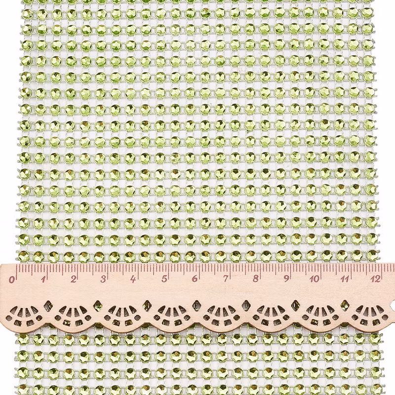 Akrylnät med strass, rhinestone grön 12x30cm